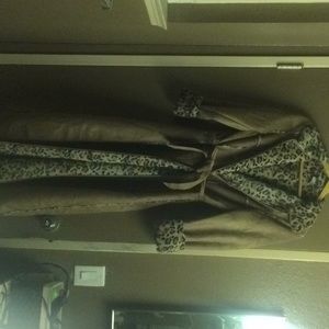 SOLD. brown suede leopard jacket